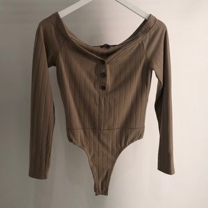 Long sleeve off the shoulder bodysuit